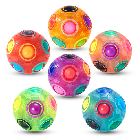 Vdealen Puzzle Ball 3D Puzzle Fidget Ball, Fun Rainbow Puzzle Ball Stress Reliever Fidget Toy Gift for Children Teens & Adults (Orange, Red, Pink, Purple, Green, Blue)