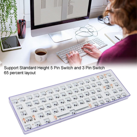 VBESTLIFE 68 Keys Modular Mechanical Keyboard, Wired Gaming Keyboard DIY Kit, 65% Layout, Switch Hot Swap, with Bottom Silencer Cotton, Custom Gaming Keyboard()