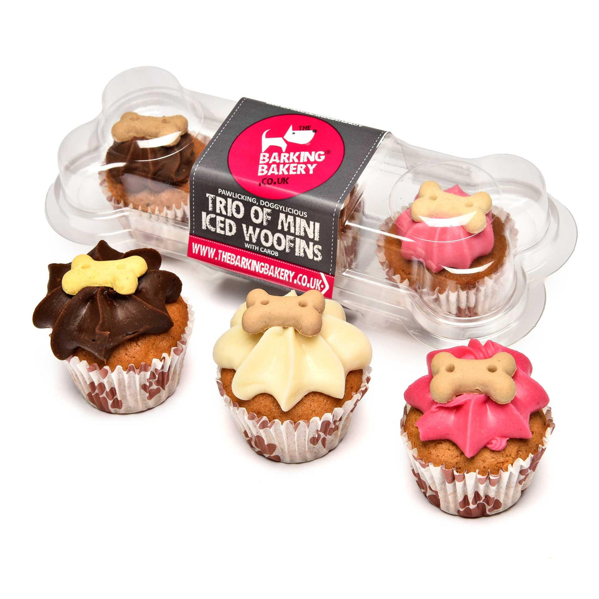 DOG TREATS Trio Mini Iced Woofin. Dog Birthday Cake For Dogs/Puppy. Small Biscuits/Ice Cake Treats. Dog Training Treats/Puppy Training Treats. Bakery Fresh Dog Treat Made In UK By The Barking Bakery.