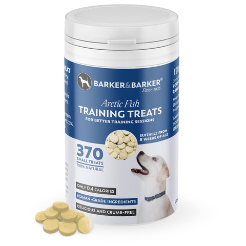 Barker and Barker Natural Low Fat Dog Training Treats Small Arctic Fish (370 treats - pot)