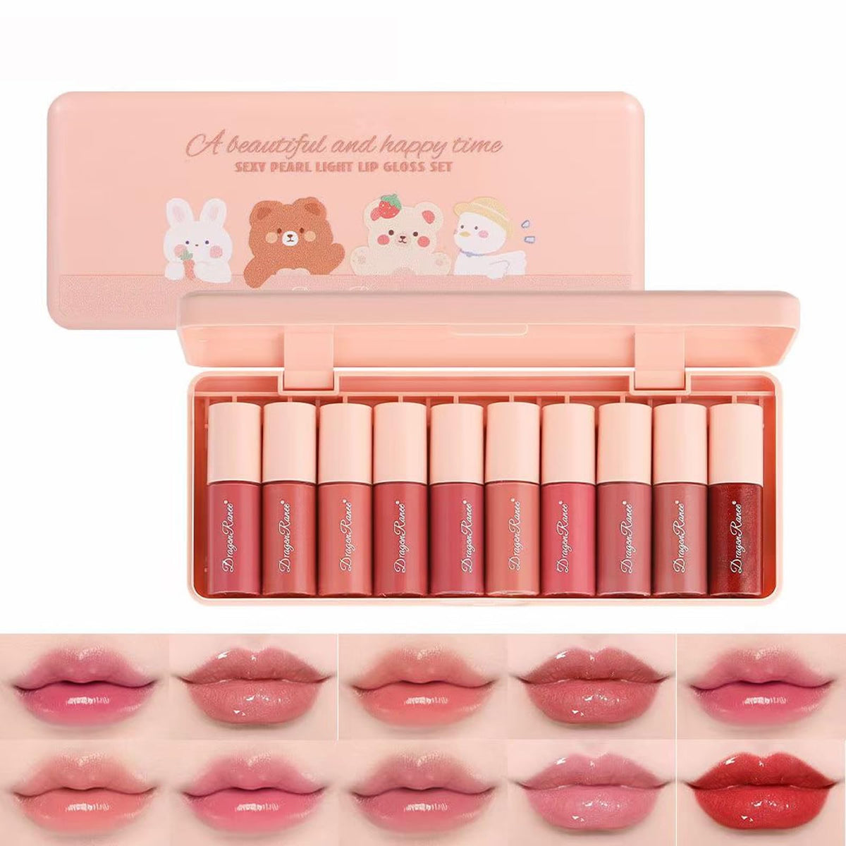 10 Colors Lip Tint Stain Set,Mini Liquid Lipstick, Korean Lip Gloss Watery Lip Stain, Multi-Use Lip and Cheek Tint,Long Lasting Non-Stick Cup Waterproof Lightweight Lip Makeup (Orange)