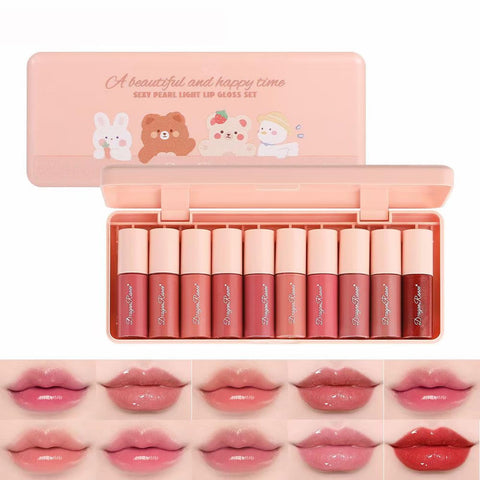 10 Colors Lip Tint Stain Set,Mini Liquid Lipstick, Korean Lip Gloss Watery Lip Stain, Multi-Use Lip and Cheek Tint,Long Lasting Non-Stick Cup Waterproof Lightweight Lip Makeup (Orange)