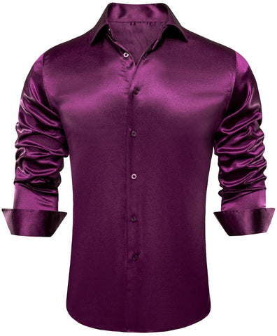 Dubulle Mens Long Sleeve Button Down Shirt Floral Paisley Casual Shirts for Men Party Prom,A Dark Purple,Large