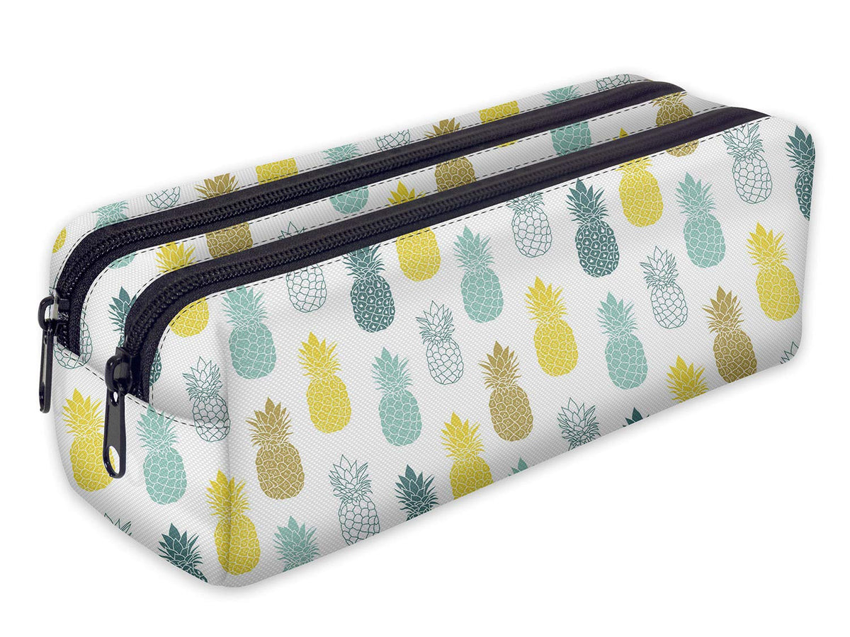 Pencil case with 2 Compartments Toiletry-Bag Vanity Case Make up Purse Phone Handbag Pencil-Bag Holder Ananas [107]