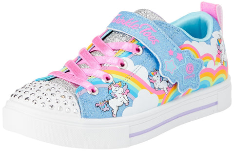 Skechers Kids Twinkle Sparks-Jumpin' CLOU Sneaker, Blue/Multi, 5 US Unisex Toddler