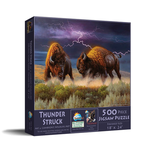 SUNSOUT INC - Thunderstruck - 500 pc Jigsaw Puzzle by Artist: Lambson's Wildlife Art - Finished Size 18" x 24" - MPN# 50110
