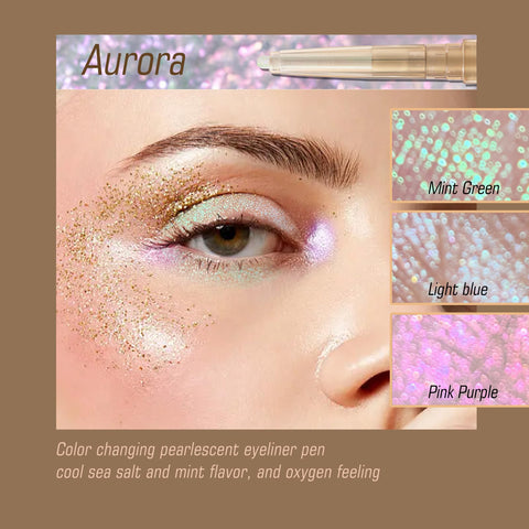 HOSAILY 2 Pcs Chameleon Cream Eyeshadow, Metallic Color Shift Eye Brightener Stick Waterproof and Long Lasting Smooth Glitter Cream Eyeshadow Stick, Shimmer Eyeliner Pencil Crayon Brightener Makeup