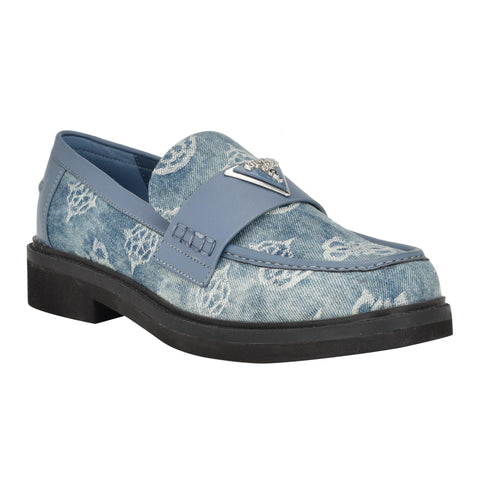 GUESS Women's SHATHA Loafer, Blue Denim, 7.5