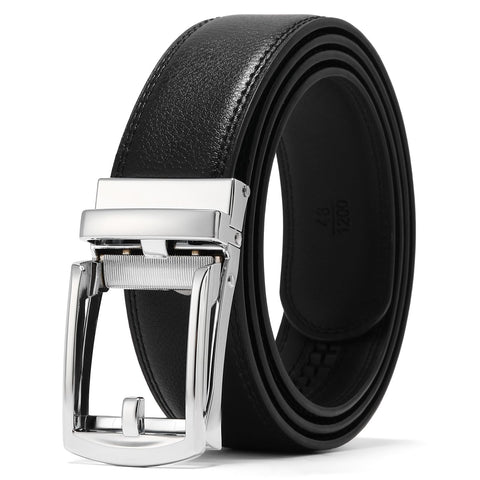 GAEKEAO Ratchet Belt for Men? Mens Dress Belt 1 3/8" Leather Automatic Adjustable Click Buckle Belts