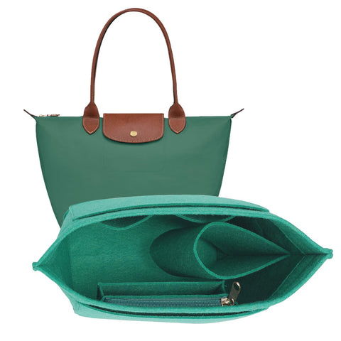 LOUKAYCCI Felt Purse Organizer Insert for Longchamp Le Pliage S Handbag Insert (Small,Green)