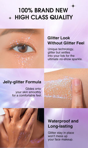 Holographic Body Glitter Gel, Shimmer Body Lotion, Color Changing Glitter Gel Under Light, Long Lasting Holographic Glitter for Face, Body, and Hair-1.35 oz (02#)