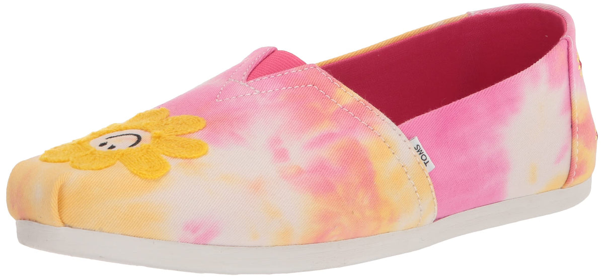 TOMS Womens Alpargata Embroidery Tie Dye Slip On Flats Casual - Pink - Size 7.5 B