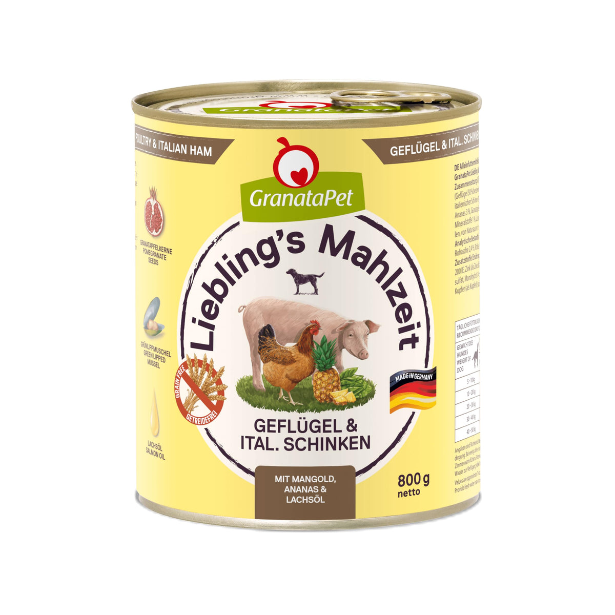 Liebling's Mahlzeit Favourite's Meal Wet Dog Food, Poultry & Italian Ham, 6 Pack (6 x 800g)