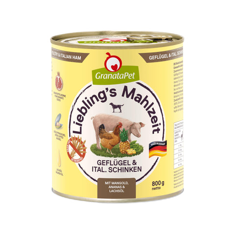 Liebling's Mahlzeit Favourite's Meal Wet Dog Food, Poultry & Italian Ham, 6 Pack (6 x 800g)