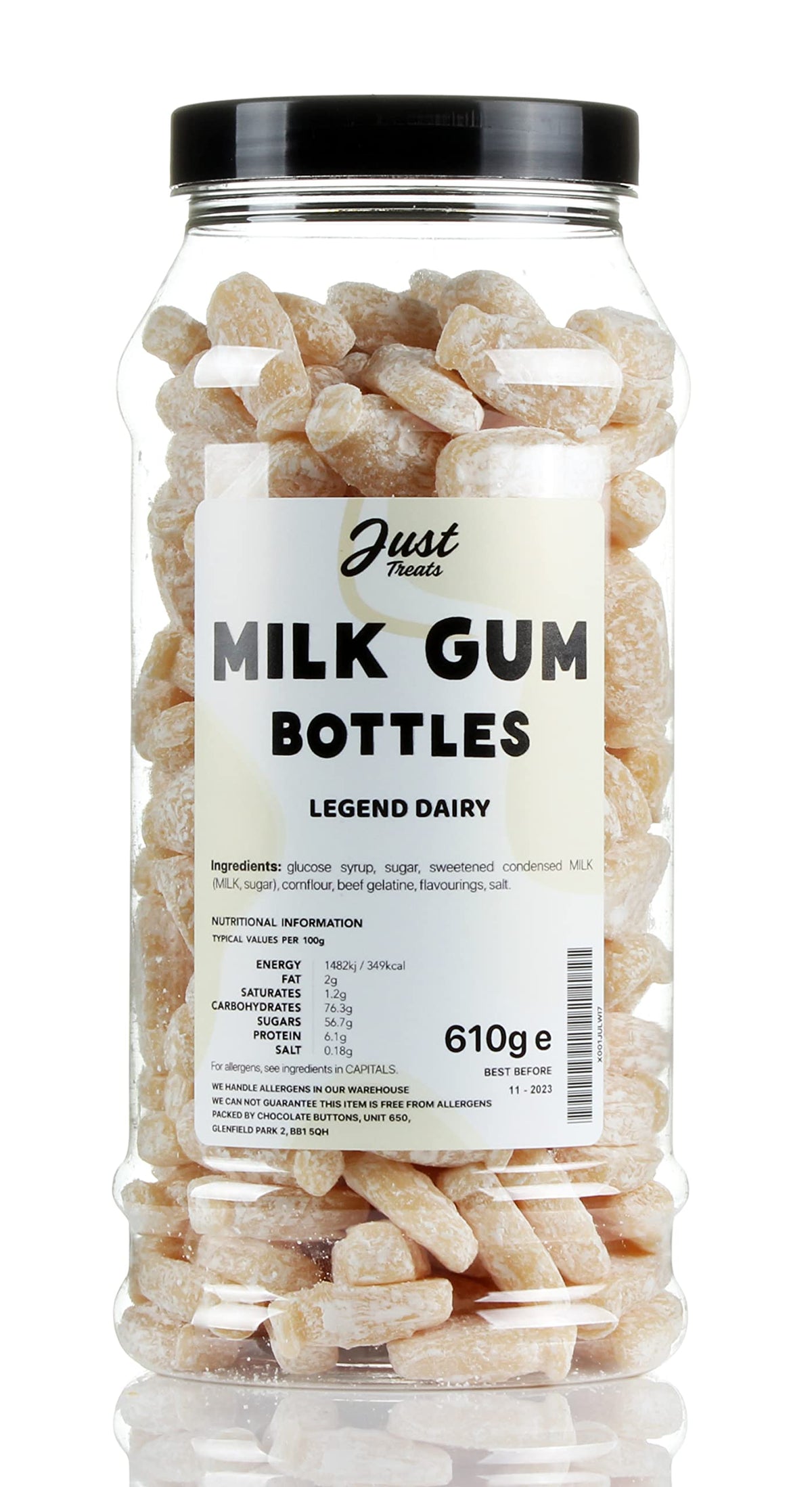 Old Fashioned Dusted Milk Bottles from Just Treats Gift Jar Collection