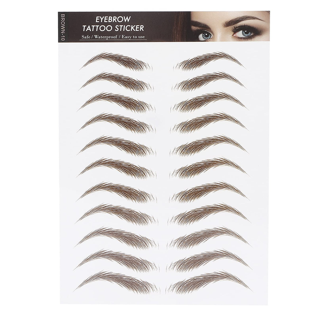 6D Eyebrow Tattoo Sticker Professional Waterproof Eyebrow Transfer Sticker Eyebrow Makeup Tool for Women and Girls (Brown)(BROWN-10)
