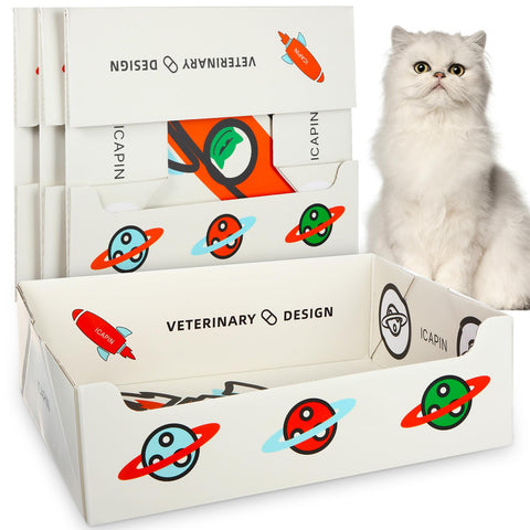 Teling 4 Pcs Disposable Litter Boxes for Cats Double Layer Waterproof Travel Litter Box, Foldable Portable 2 in 1 Cat Litter Box Trays for Travel Small Pets Liner Boxes, 14.96 x 11.8 x 4.7 Inch