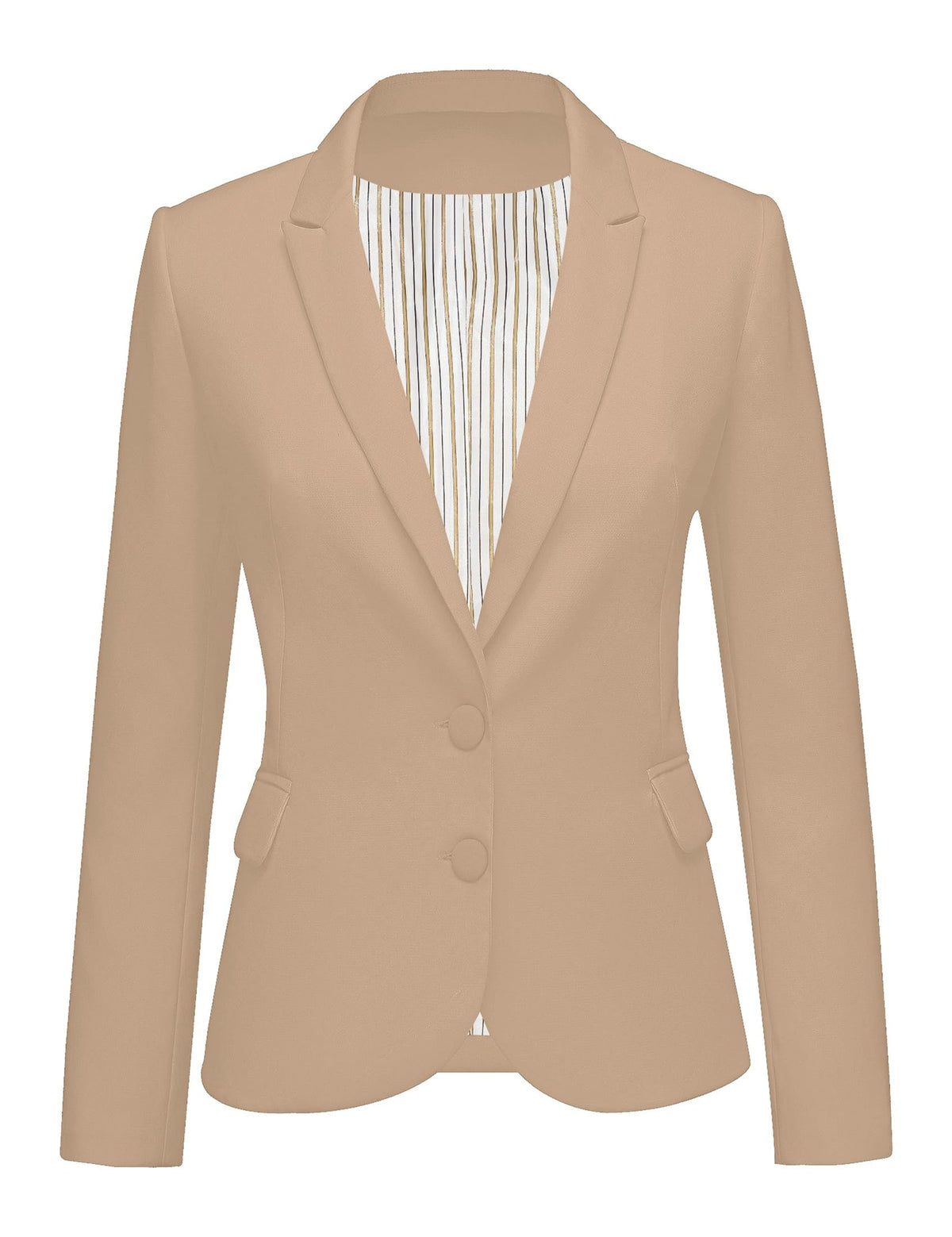 luvamia Women's Long Sleeve Formal Notch Lapel Button Down Blazer Pockets Jacket Blazer Jackets for Women Jackets for Women Casual Beige Size Small Size 4 Size 6