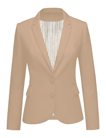 luvamia Women's Long Sleeve Formal Notch Lapel Button Down Blazer Pockets Jacket Blazer Jackets for Women Jackets for Women Casual Beige Size Small Size 4 Size 6