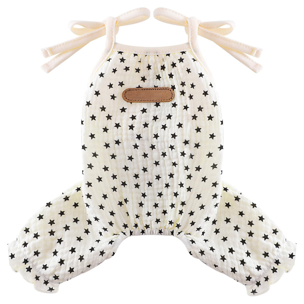 Dog Pajamas Spring Summer Dog Clothes for Small Dogs Girl Boy Star Strap Puppy Onesie Pjs for Doggie Pet Cat Jammies Apparel, Beige, M