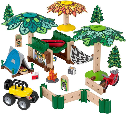 Fisher-Price Wonder Makers Design System Soft Slumber Campground - 60+ Piece Building and Wooden Track Play Set for Ages 3 Years & Up