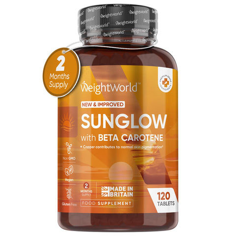Tanning Tablets - 120 Tablets - Beta Carotene Tanning Accelerator with Vitamin B2 & B3, Zinc, Copper & Iodine - for Sun-Kissed Glow - Lotion & Oil Alternative - Gluten-Free & Non-GMO - Made in The UK