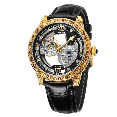 FORSINING Skeleton Watch for Men Transparent Movement Mechanical Watch Luxury Tourbillon Self Winding Mens Wrist Watch