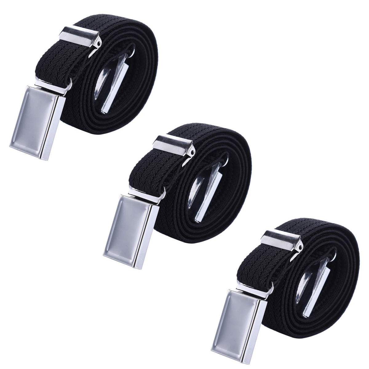 AWAYTR 3 PCS Kids Adjustable Magnetic Belts - Easy to Use Magnetic Buckle Belt for Boys and Girls (3Pcs Black ripple)