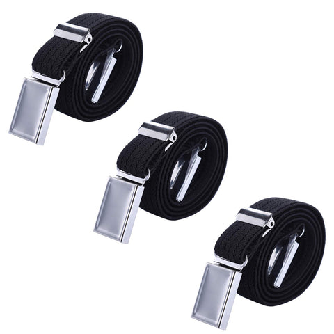 AWAYTR 3 PCS Kids Adjustable Magnetic Belts - Easy to Use Magnetic Buckle Belt for Boys and Girls (3Pcs Black ripple)