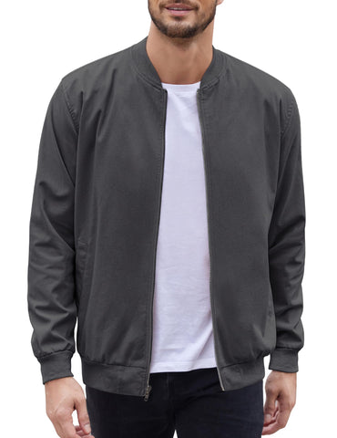 COOFANDY Mens Casual Bomber Jacket Lightweight Flight Jacket Softshell Varisty Jacket Dark Grey, Large