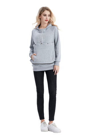 LINYUCHEN Cat Dog Carrier Hoodies - Puppy Kitten Carrying Sweatshirt Large Pet Pocket Pullover Top - Unisex Kangaroo Hoodies Light Grey