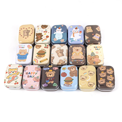 Framendino, 5 Pack Mini Bear Trinket Jewelry Coin Box Small Containers with Lid for Jewelry Storage Case Tinplate (Random Color)