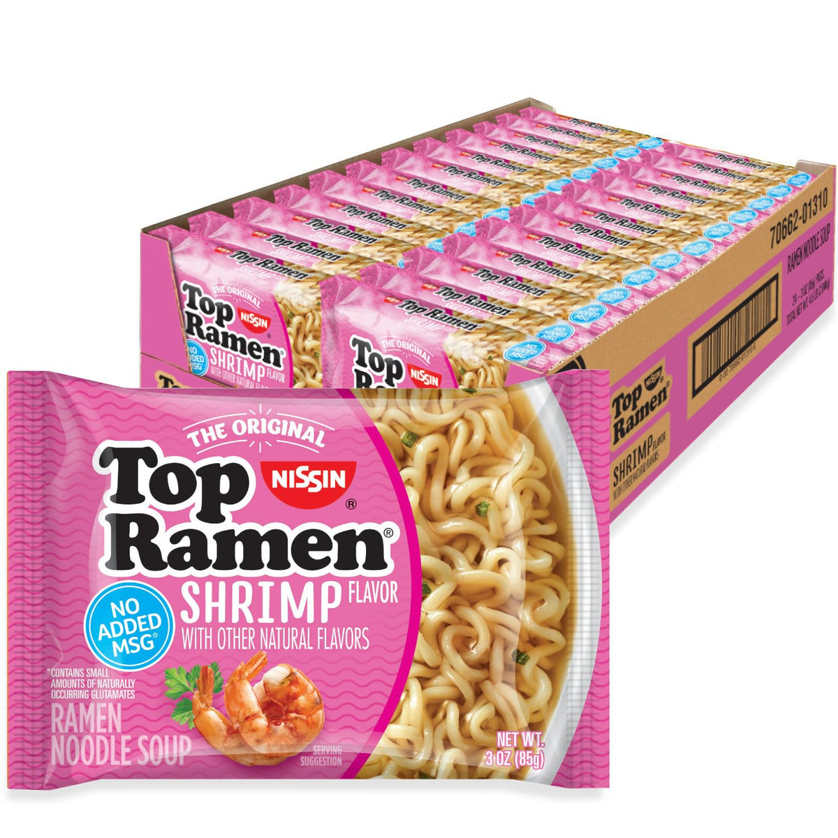Nissin Top Ramen, Shrimp Flavor, 3 Ounce (Pack of 24)