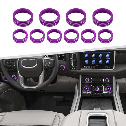 for 2019+ Silverado Knob Cover, Center Console Radio Volume Button Air Condition AC Ring Trim for Chevy Silverado/GMC Sierra 2019+, for Chevy Suburban 2020+, for Chevy Tahoe/GMC Yukon 2021+ (Purple)