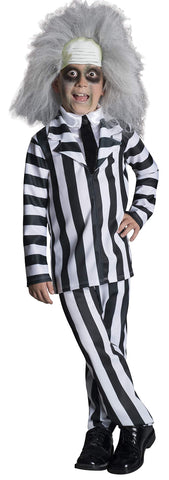 Rubies 610725_L Beetlejuice Deluxe Costume Child's, Striped, One Color