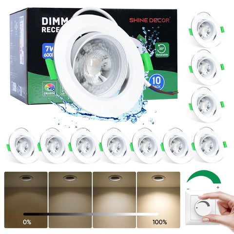 Shine Decor LED Recessed Spotlight,Neutral White 4000K Dimmable,LED Ceiling Downlights,Recessed LED Lights for Bedroom Bathroom Kitchen,Pack of 10