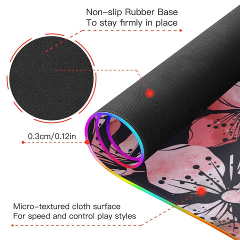 Blooming Wild Cherry Wireless Charging Mouse Pad for Mobile Phone Extra Large Gaming Mousepad with 13 Lighting Modes Mouse Mat for Gaming MacBook PC Laptop Desk Office Home