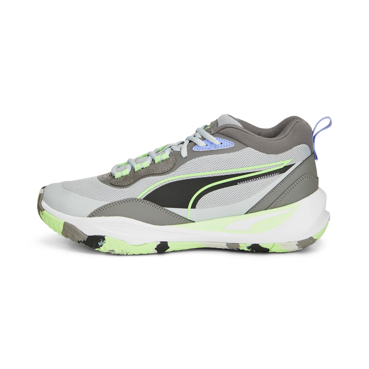 PUMA Mens Playmaker Pro Basketball , Platinum Gray-Fizzy Lime, 10