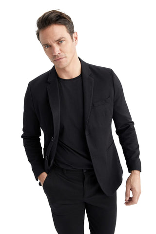 DeFacto Men's N0503AZ Blazer, Black, 46R