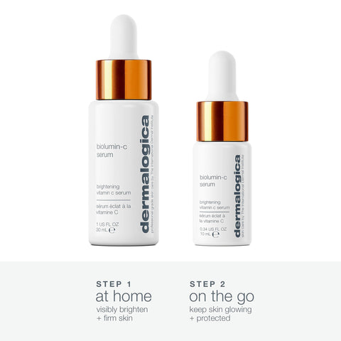 Dermalogica the Ultimate Glow Kit, Biolumin-C Serum for Face, Vitamin C for Firmer and Brighter Skin, 2 items - 1 oz and 0.34 oz
