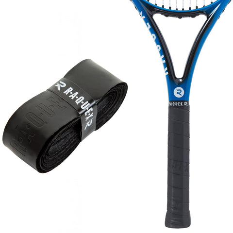 Raquex Enhance Replacement Racket Grip: Tennis Grip, Badminton, Squash Grip Tape, Padel, Pickleball. 14 Colours. Premium, Self-Adhesive Tennis Racquet Grip with Finishing Tape (Black, 2 Grips)
