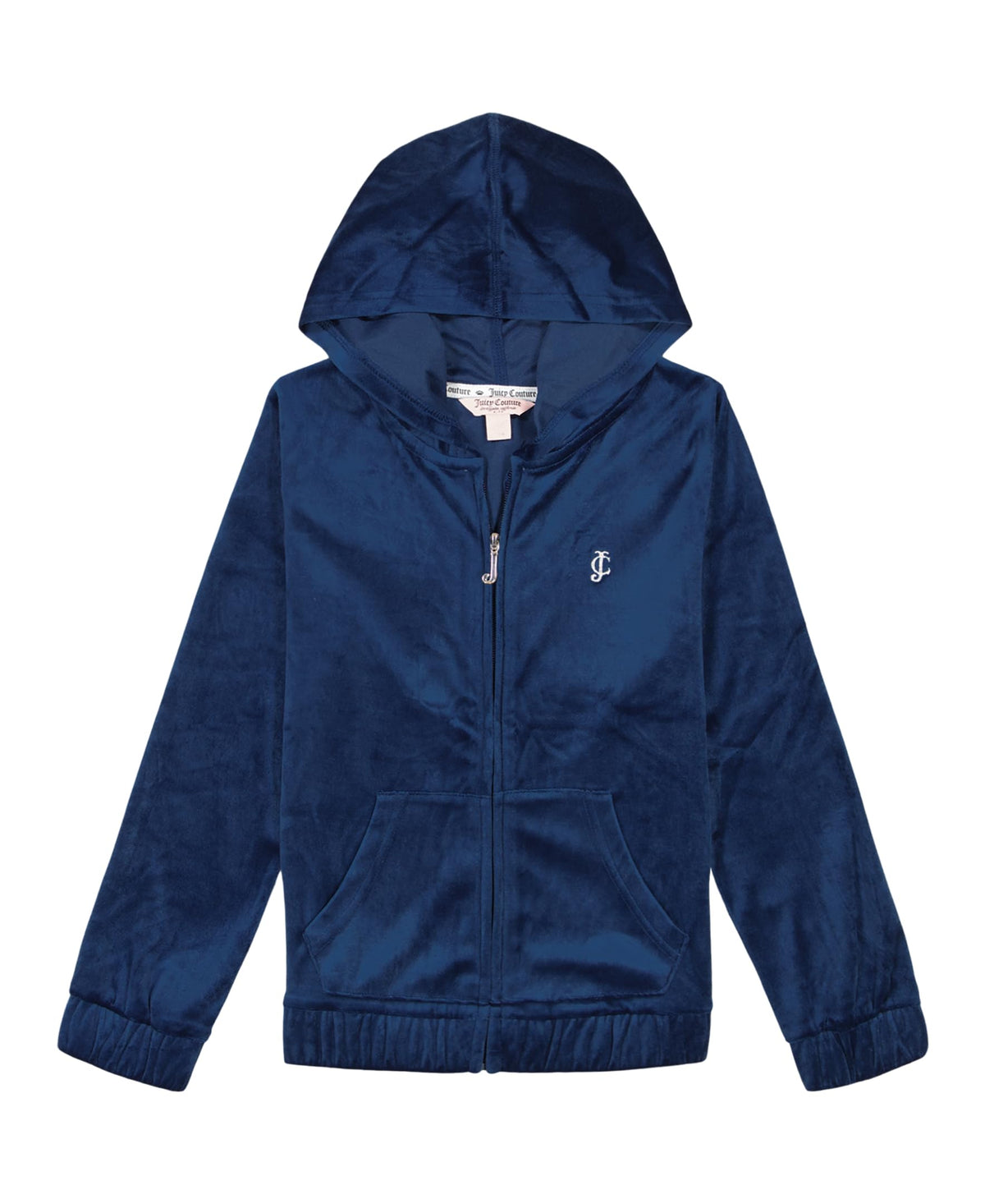 Juicy Couture Girls' Plush Velour Pant and Hoodie Sweatshirt Seperates, Poseidon/Full Zip