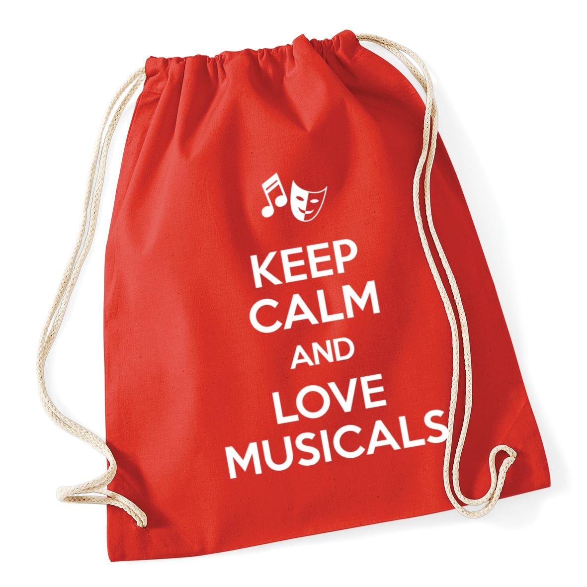 HippoWarehouse Keep Calm and Love Musicals Drawstring Cotton School Gym Kid Bag Sack 37cm x 46cm, 12 litres
