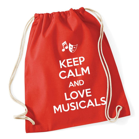 HippoWarehouse Keep Calm and Love Musicals Drawstring Cotton School Gym Kid Bag Sack 37cm x 46cm, 12 litres