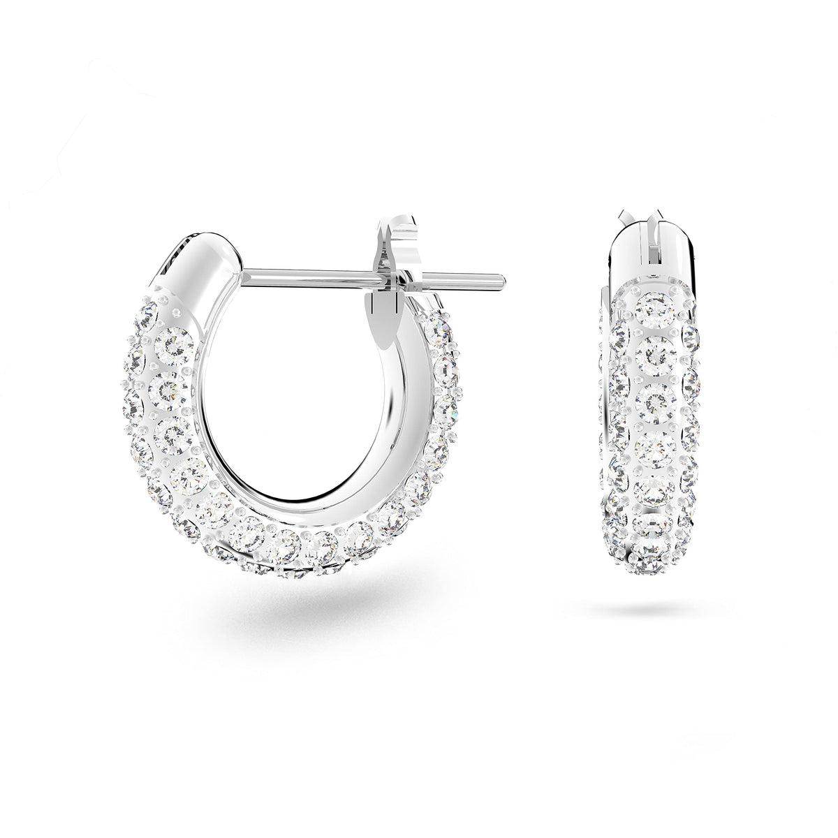 Swarovski Women's Stone Hoop Pierced Earrings, Set of Brilliant White Swarovski Crystal Hoop Earrings with Rhodium Plating