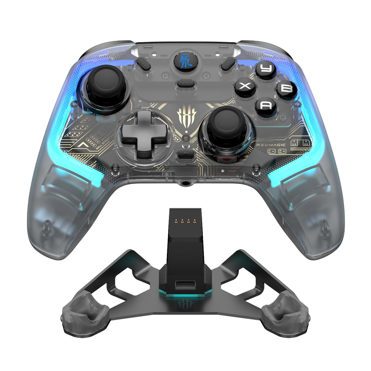 Nubia RedMagic Wireless Gaming Controller with Charging Dock, Bluetooth & USB C, PC Gamepad with Hall Effect, RGB Lights, Turbo, Compatible with PC, Android, iOS, Steam, TV, Laptop & Nintendo Switch