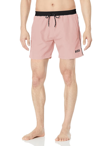 BOSS Medium Length Solid Swim Trunk Bubblegum Pink