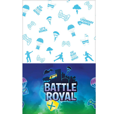 amscan Battle Royal Plastic Table Cover - 54" x 96", One Size, Blue and White, 1 pc