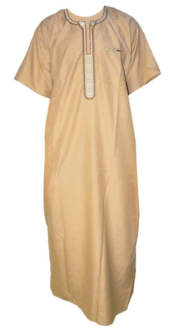 Egyptian Thoub Robe Men Caftan Jalabiya Abaya Juba Qamis Daffah Dishdasha Islamic Muslim Islam Arabian Arab Arabia Middle East Modest Jilbab Jalabia Gilbab Kaftan Coftan Half Sleeve ( Hummus )