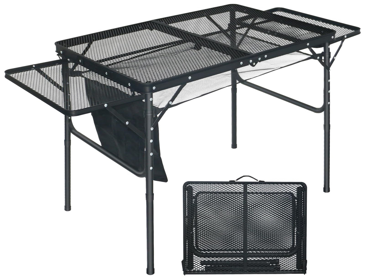 BOMOOMOO Utility Folding Grill Camping Table, Picnic Table, Work Table, Travel Table, Fold Up Garden Table, Easy Storage - Great for Patio, Dining, Party, Market, BBQ, Beach Party, Indoor & Outdoor